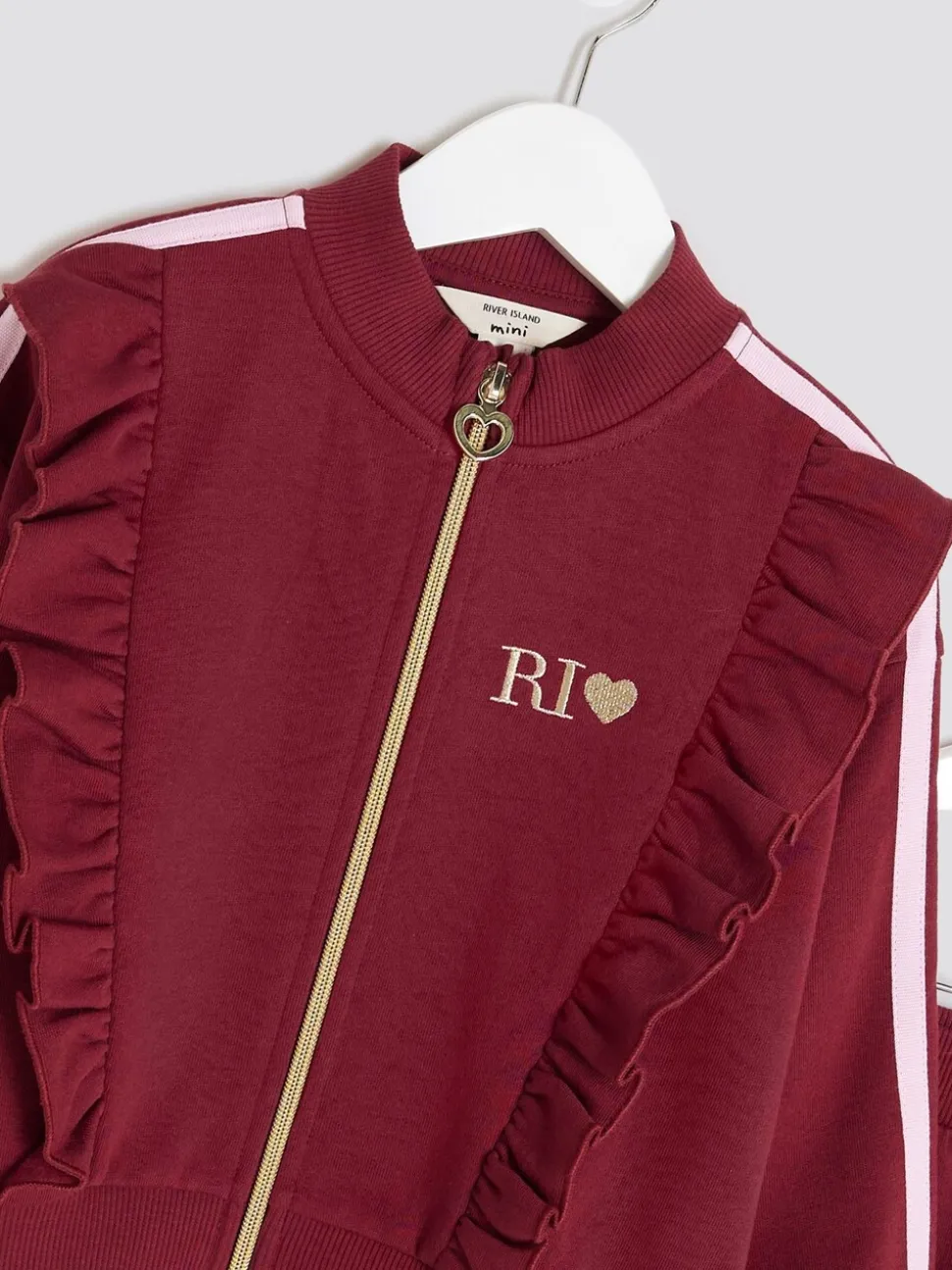 River Island Red Girls Frill Tracksuits Set