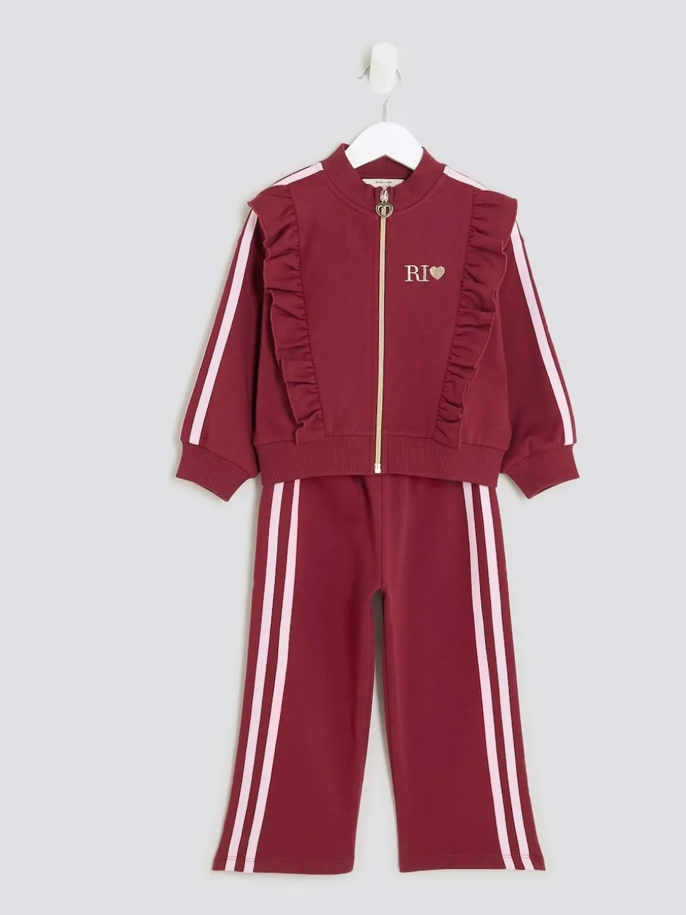 River Island Red Girls Frill Tracksuits Set