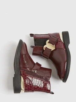 River Island Red Girls Patent Heart Bow Chelsea Boots