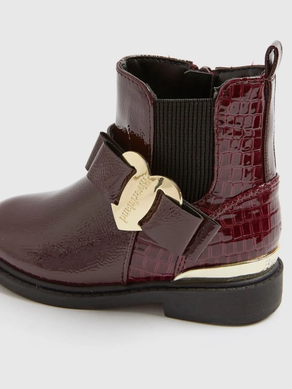 River Island Red Girls Patent Heart Bow Chelsea Boots