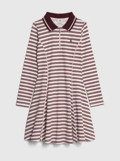 River Island Red Long Sleeve Stripe Polo Dress