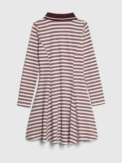 River Island Red Long Sleeve Stripe Polo Dress