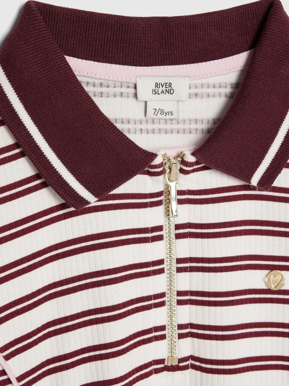 River Island Red Long Sleeve Stripe Polo Dress