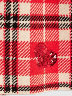 River Island Red Tartan Sequin Cardigan & Skirt Set