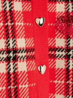 River Island Red Tartan Sequin Cardigan & Skirt Set