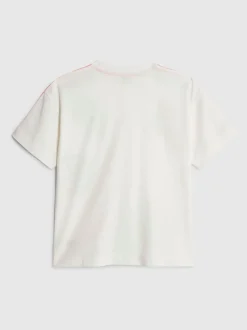 River Island White Badge Boyfriend Fit T-Shirt