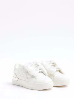River Island White Bow Trainers