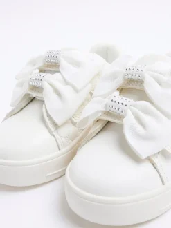 River Island White Bow Trainers