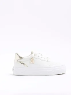River Island White Faux Leather Triple Plim Trainers