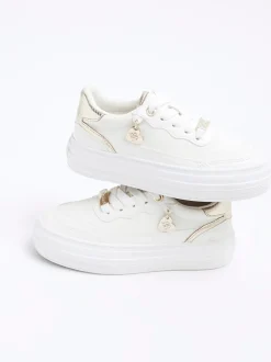 River Island White Faux Leather Triple Plim Trainers