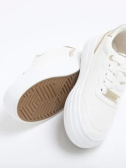 River Island White Faux Leather Triple Plim Trainers