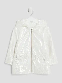 River Island White Girls Glitter Rain Trench Coat
