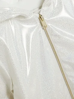 River Island White Girls Glitter Rain Trench Coat