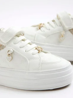 River Island White Girls Snake Monogram Plim Trainers