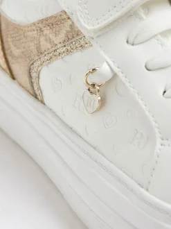 River Island White Girls Snake Monogram Plim Trainers