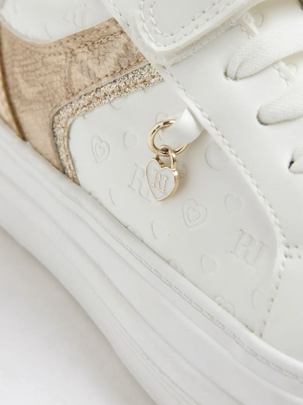 River Island White Girls Snake Monogram Plim Trainers