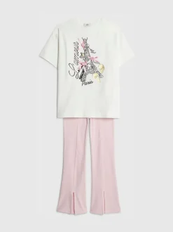 River Island White Lamour Paris Top & Kickflare Set