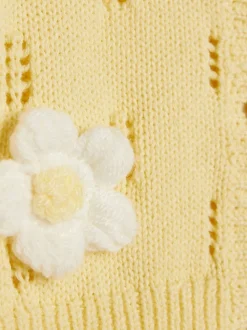 River Island Yellow Broderie Daisy Knitted Cardigan & Leggings Set