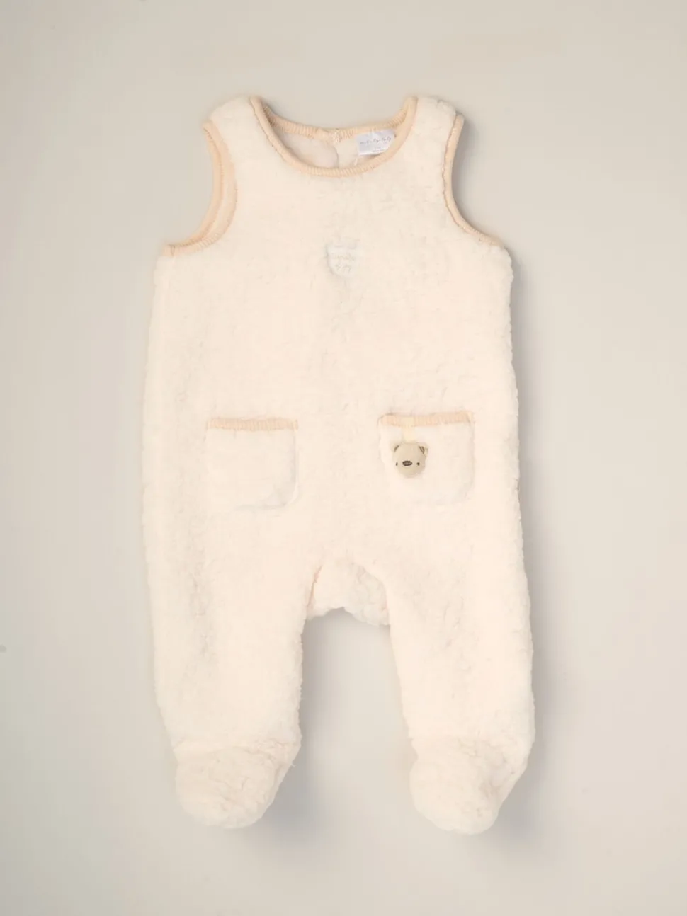 Rock-A-Bye Baby Boutique Baby Borg White Dungarees Bodysuit and Hat Set 3 Piece