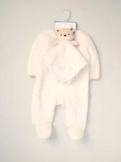 Rock-A-Bye Baby Boutique Baby Borg White Pramsuit and Comforter Set