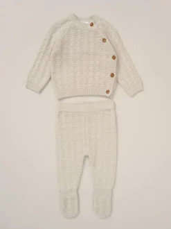 Rock-A-Bye Baby Boutique Baby Grey Knit Cardigan and Footed Leggings Set