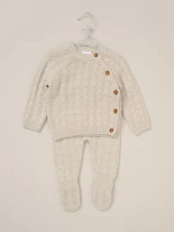 Rock-A-Bye Baby Boutique Baby Grey Knit Cardigan and Footed Leggings Set