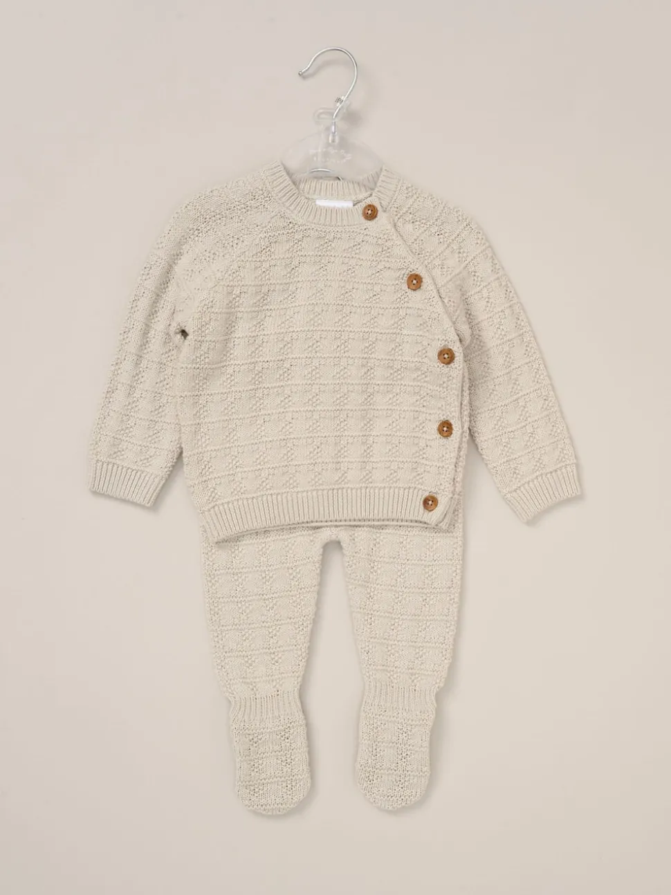 Rock-A-Bye Baby Boutique Baby Grey Knit Cardigan and Footed Leggings Set