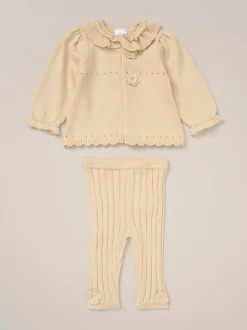 Rock-A-Bye Baby Boutique Baby Knit White Cardigan and Leggings Set