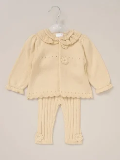 Rock-A-Bye Baby Boutique Baby Knit White Cardigan and Leggings Set