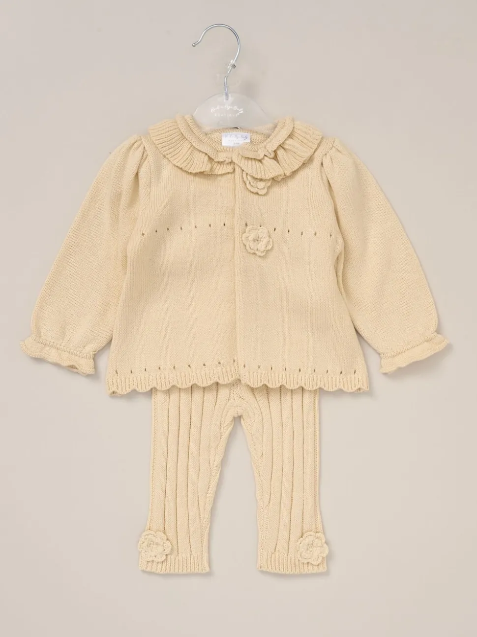 Rock-A-Bye Baby Boutique Baby Knit White Cardigan and Leggings Set