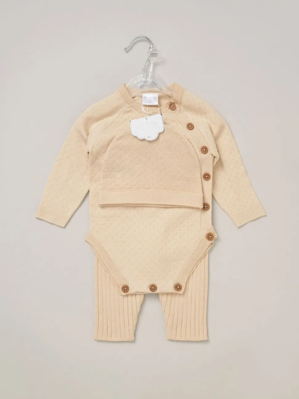 Rock-A-Bye Baby Boutique Baby Knit Brown Bodysuits Leggings and Hats Set 3-Piece