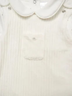 Rock-A-Bye Baby Boutique Baby Velour White Dungarees and Bodysuit Set