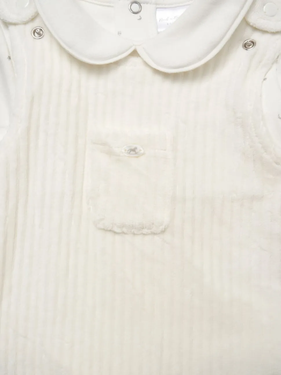 Rock-A-Bye Baby Boutique Baby Velour White Dungarees and Bodysuit Set