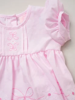 Rock-A-Bye Baby Boutique Cotton Dress Knickers and Bow Headband Outfit Set