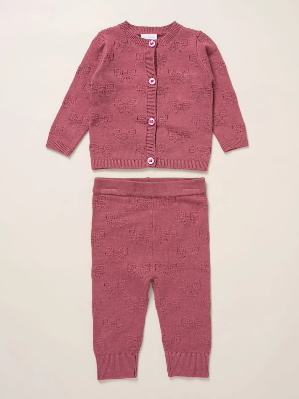 Rock-A-Bye Baby Boutique Pink Baby Knit Cardigan and Leggings Set