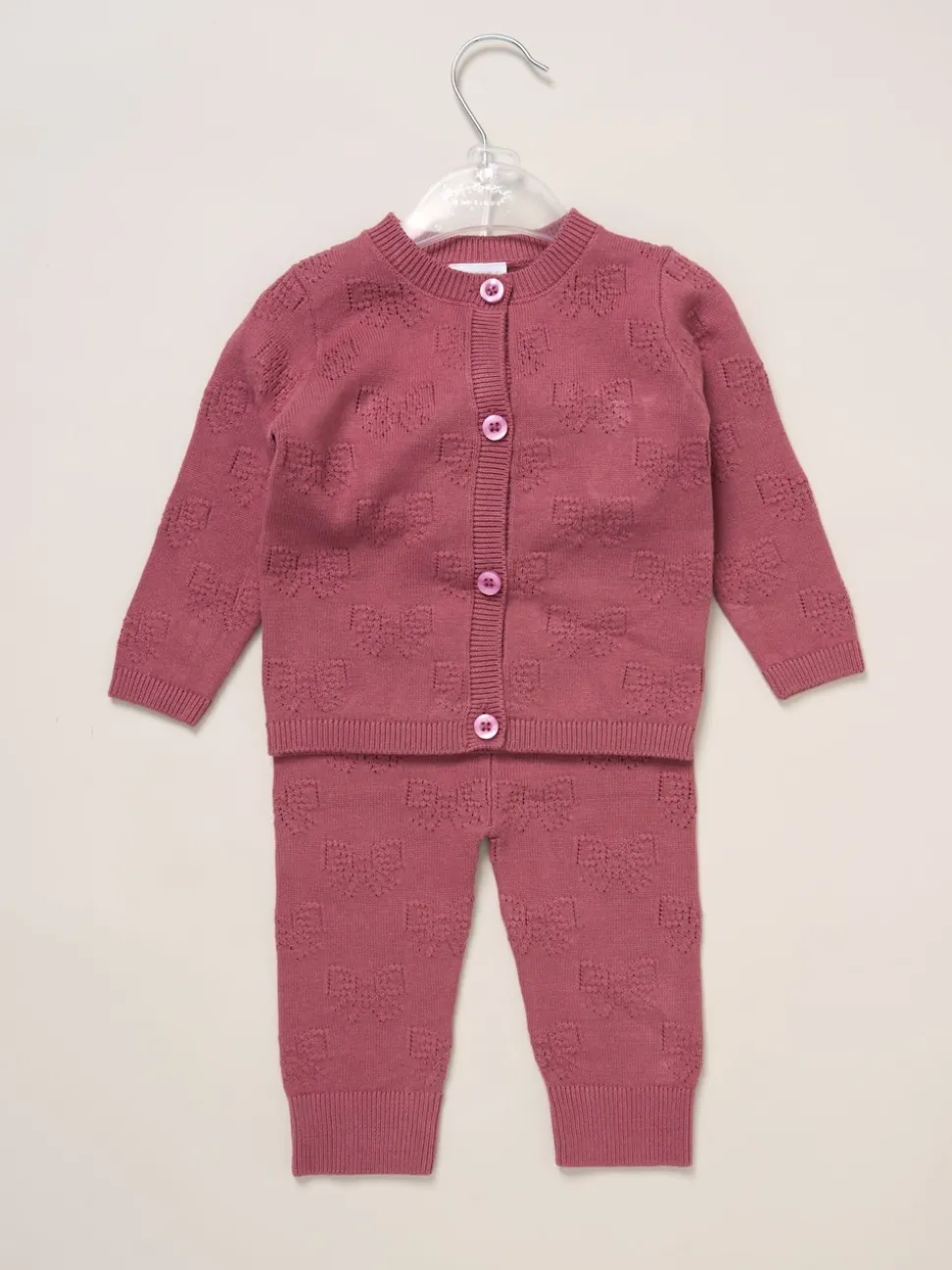 Rock-A-Bye Baby Boutique Pink Baby Knit Cardigan and Leggings Set