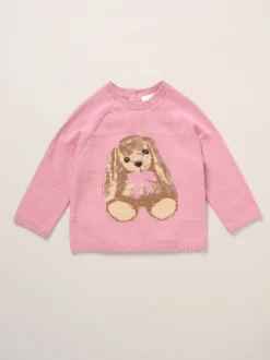 Rock-A-Bye Baby Boutique Pink True Knit Bunny Jumper and Footed Trousers Outfit Set