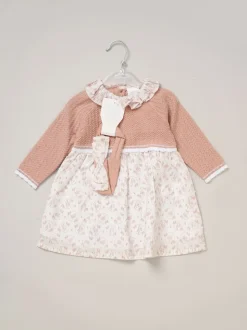 Rock-A-Bye Baby Boutique Pink True Knit Woven Dress & Headband Outfit Set