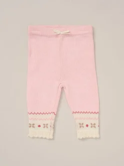 Rock-A-Bye Baby Boutique Pink True Knit Fairisle Pattern Cardigan And Trousers Outfit Set