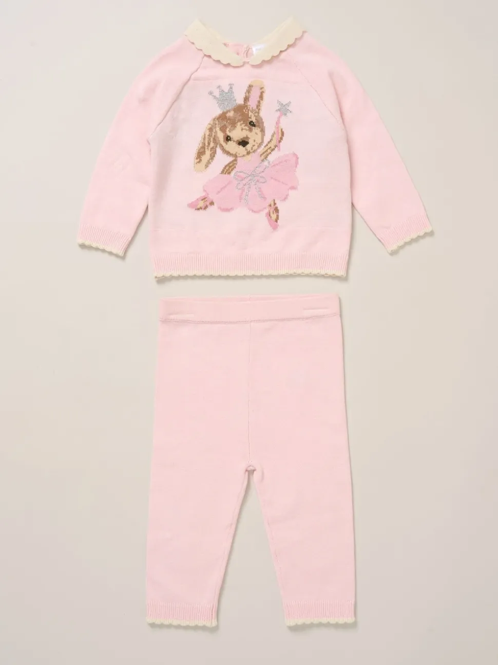 Rock-A-Bye Baby Boutique True Knit Bear Jumper and Trousers Outfit Set