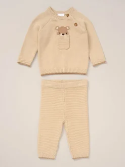 Rock-A-Bye Baby Boutique True Knit Brown Cardigan Trousers Outfit Set