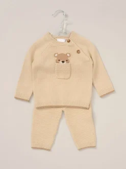 Rock-A-Bye Baby Boutique True Knit Brown Cardigan Trousers Outfit Set