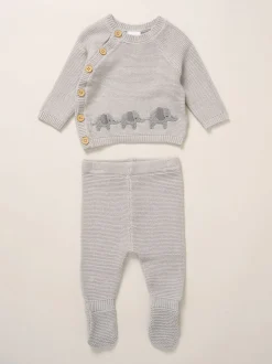 Rock-A-Bye Baby Boutique True Knit Elephant Cardigan And Footed Trousers Outfit Set