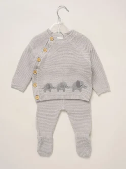 Rock-A-Bye Baby Boutique True Knit Elephant Cardigan And Footed Trousers Outfit Set