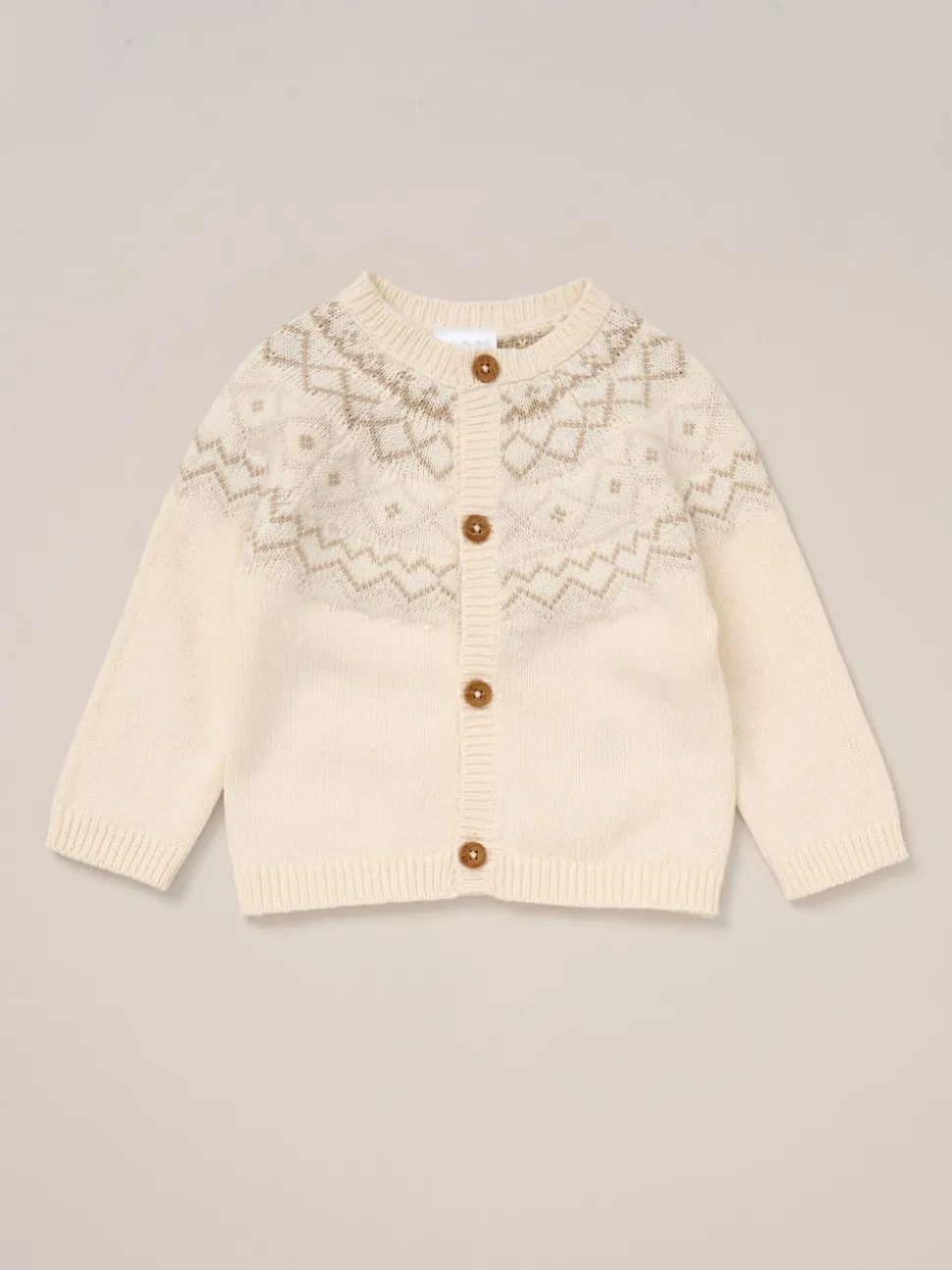 Rock-A-Bye Baby Boutique True Knit Fairisle Pattern White Cardigan And Footed Trousers Outfit Set