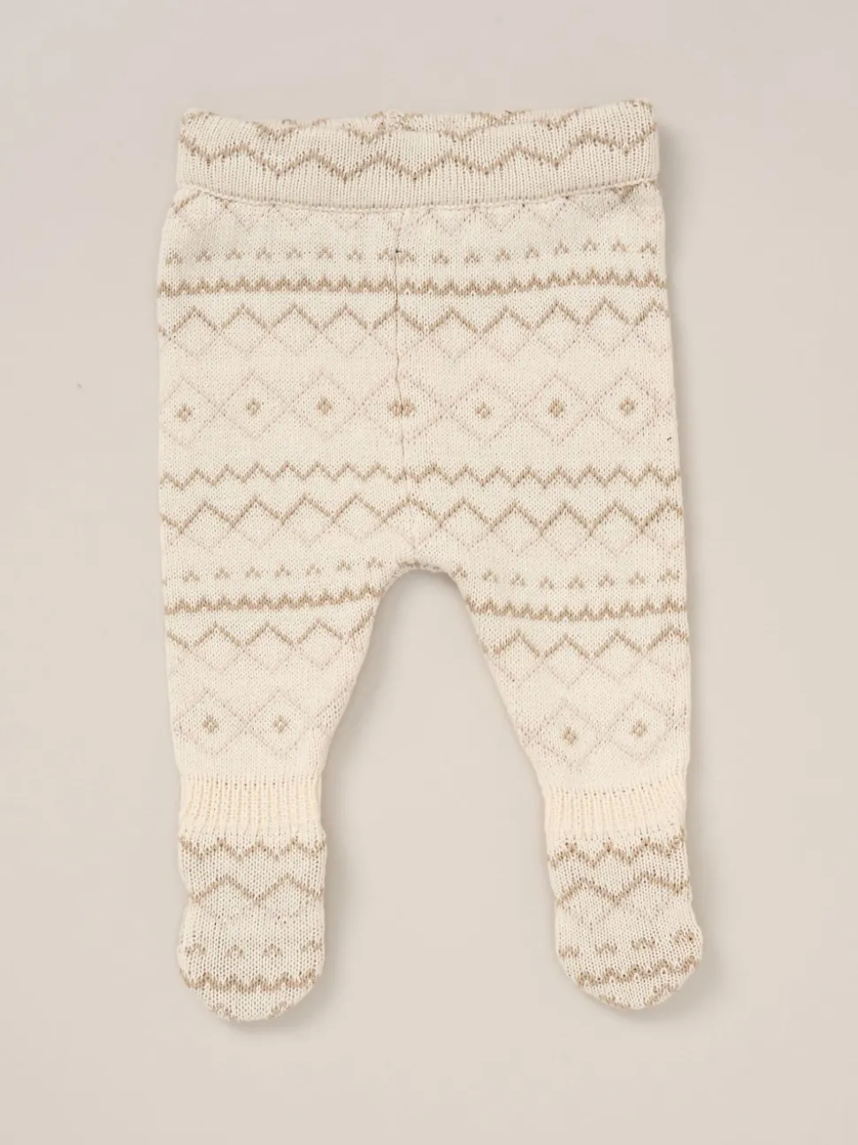 Rock-A-Bye Baby Boutique True Knit Fairisle Pattern White Cardigan And Footed Trousers Outfit Set