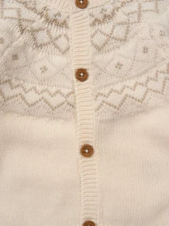 Rock-A-Bye Baby Boutique True Knit Fairisle Pattern White Cardigan And Footed Trousers Outfit Set