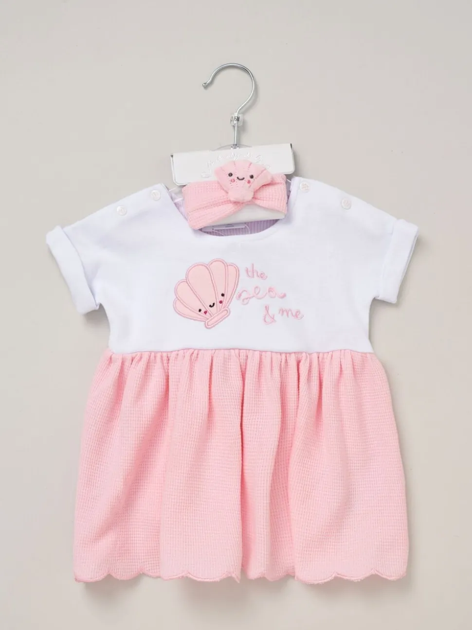 Rock-A-Bye Baby Boutique Waffle 100% Cotton Dress and Headband Outfit Set