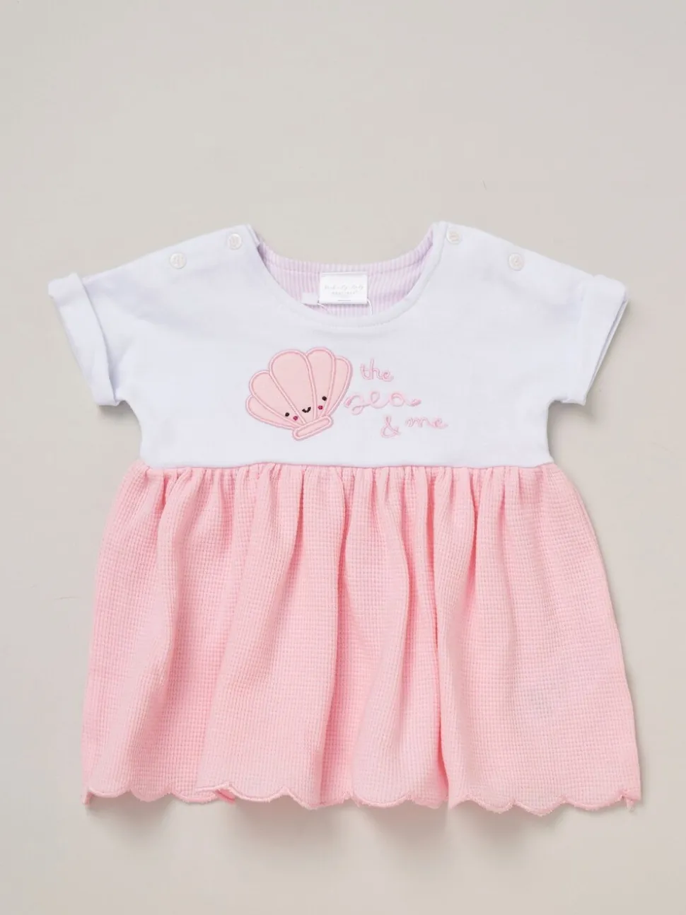 Rock-A-Bye Baby Boutique Waffle 100% Cotton Dress and Headband Outfit Set