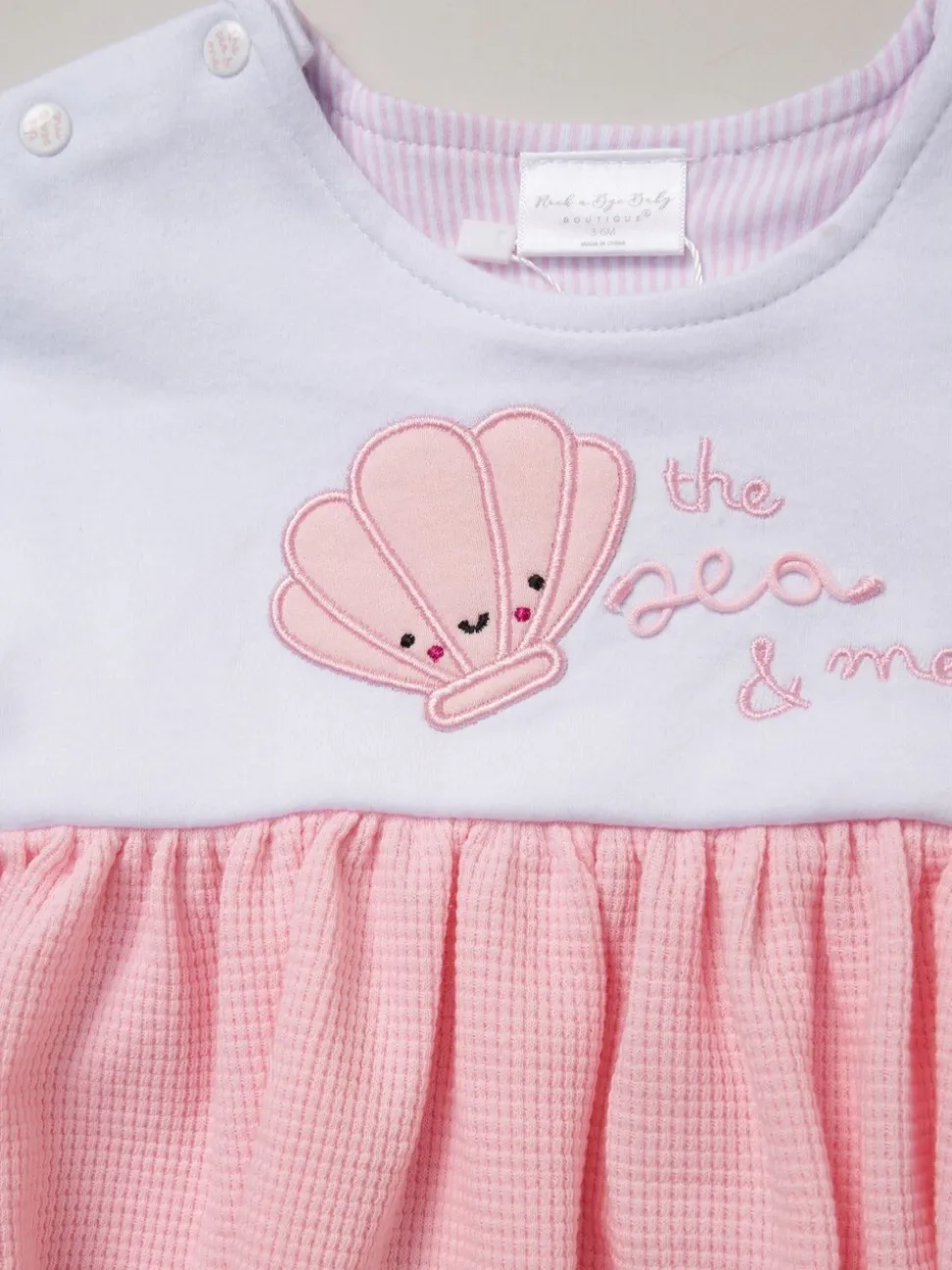 Rock-A-Bye Baby Boutique Waffle 100% Cotton Dress and Headband Outfit Set